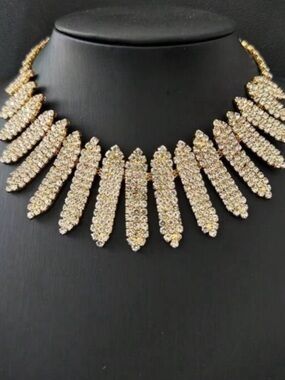 Gold Crystal Statement Collar Necklace